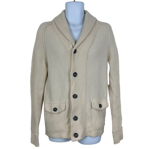 BOSS ORANGE Other - Hugo Boss Orange Virgin Wool Cardigan Scarf Neck Beige Size Large
